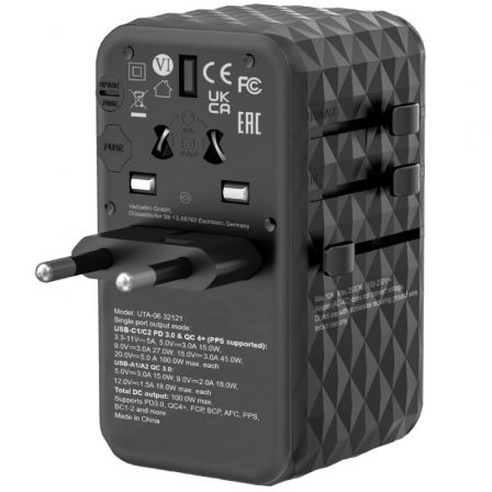 Verbatim UTA-06 Adaptador de Viaje Universal GaN III 100W